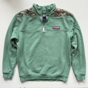 Vineyard Vines Green 1/4 Zip Pullover Camo Trim Men’s Size Small Logo Preppy